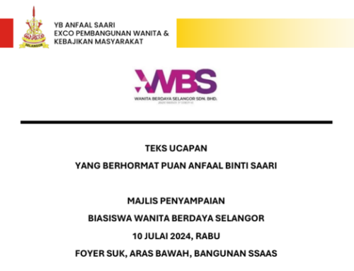 Teks Ucapan YB Anfaal Saari & YAB Dato’ Seri Amirudin Shari Sempena Majlis Penyampaian Biasiswa Wanita Berdaya Selangor