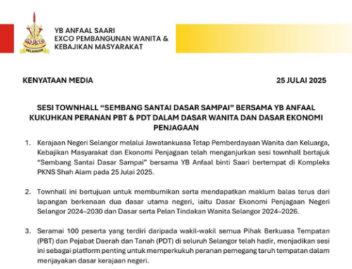 Kenyataan Media Sesi Townhall “Sembang Santai Dasar Sampai” Bersama YB Anfaal Kukuhkan Peranan PBT & PDT Dalam Dasar Wanita Dan Dasar Ekonomi Penjagaan