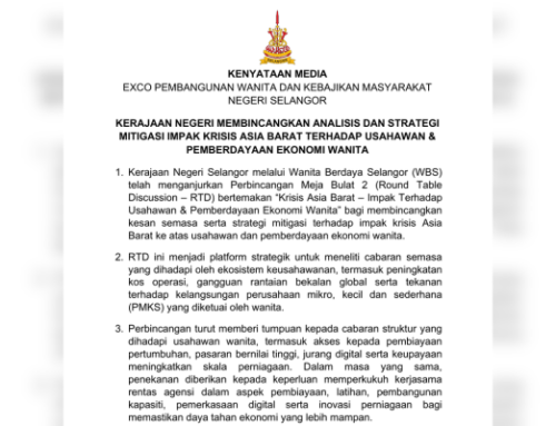 Kenyataan Media Perbincangan Meja Bulat “Krisis Asia Barat – Impak Terhadap  Usahawan & Pemberdayaan Ekonomi Wanita”